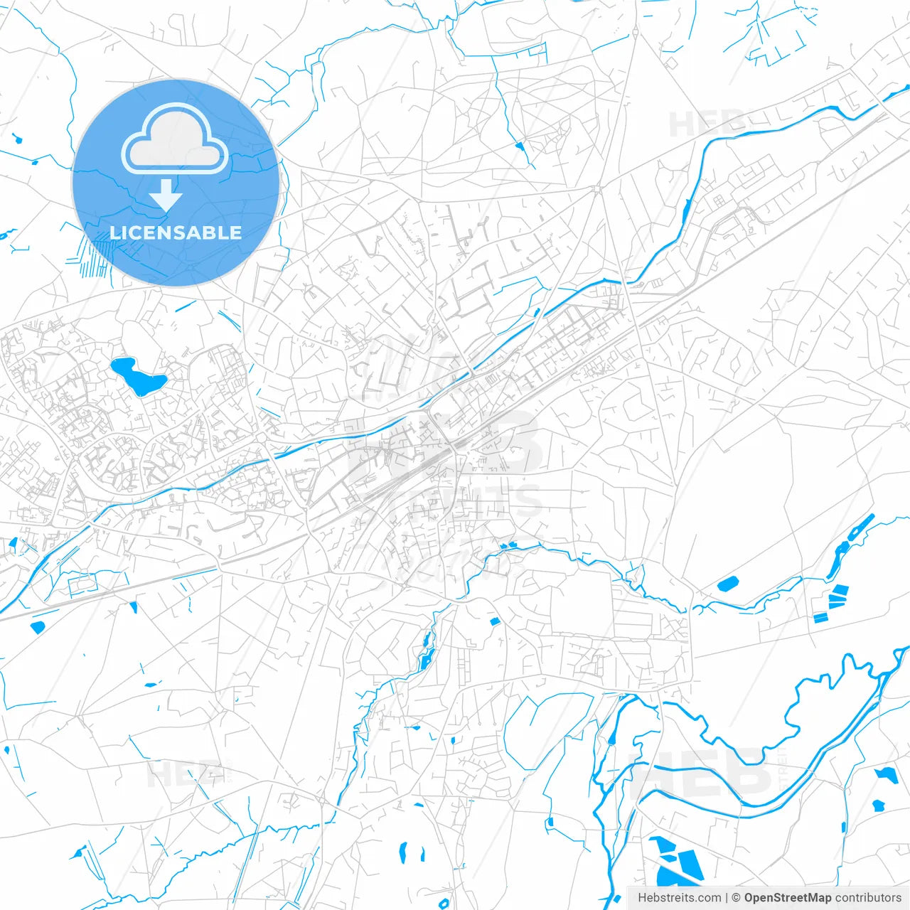 Woking, England bright two-toned vector map