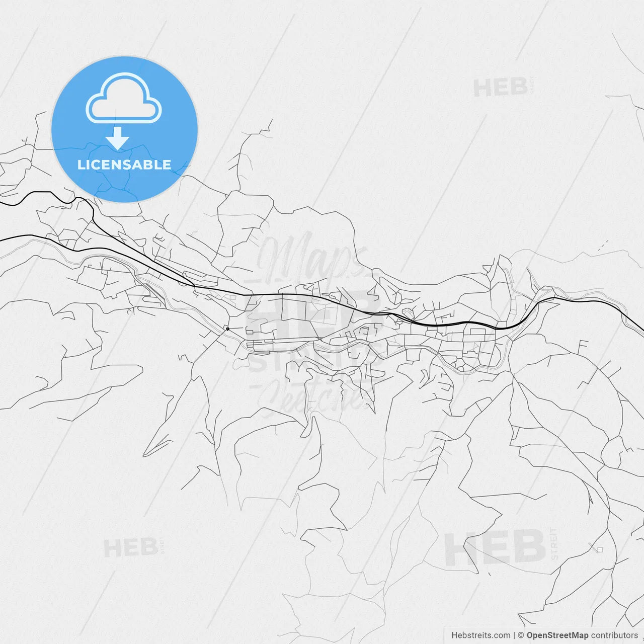 Vector PDF map of Travnik, Bosnia and Herzegovina