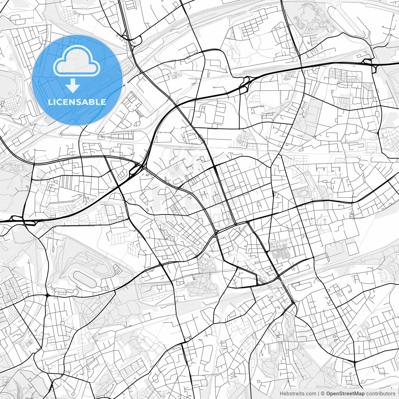 Vector PDF map of Gelsenkirchen, Germany