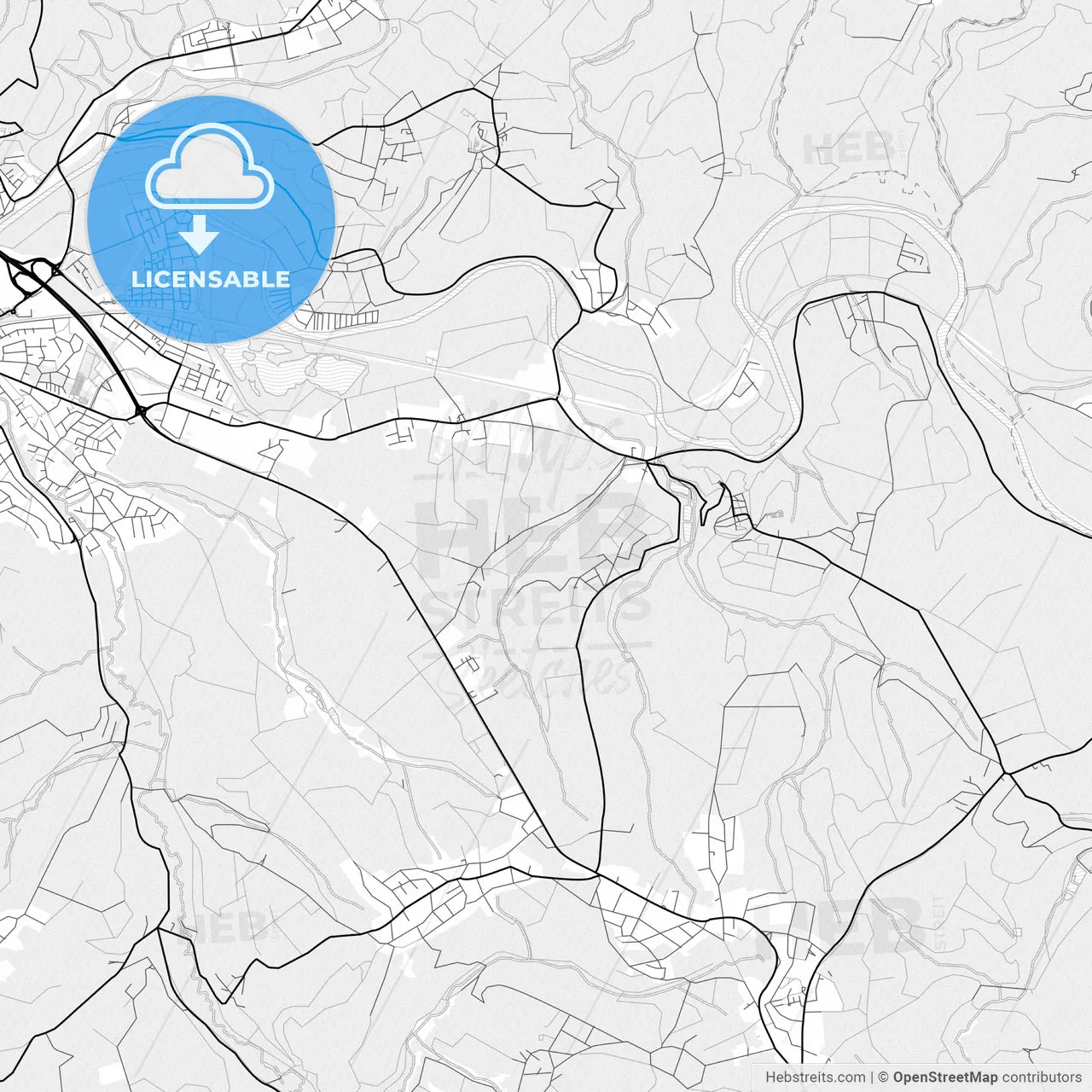 Vector PDF map of Hennef (Sieg), Germany