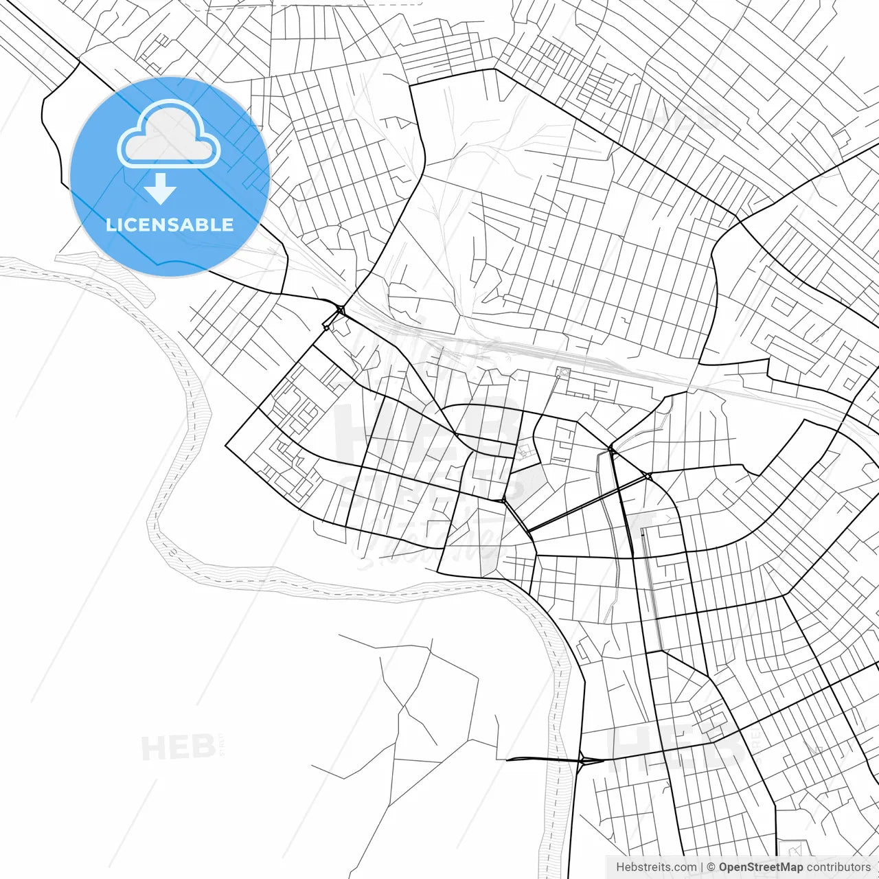 Vector PDF map of Kyzylorda, Kazakhstan