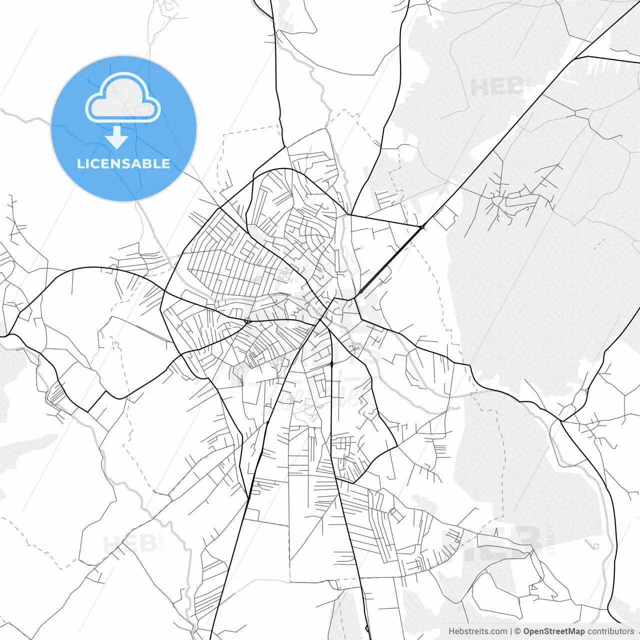 Vector PDF map of Gjilani / Gnjilane, Kosovo