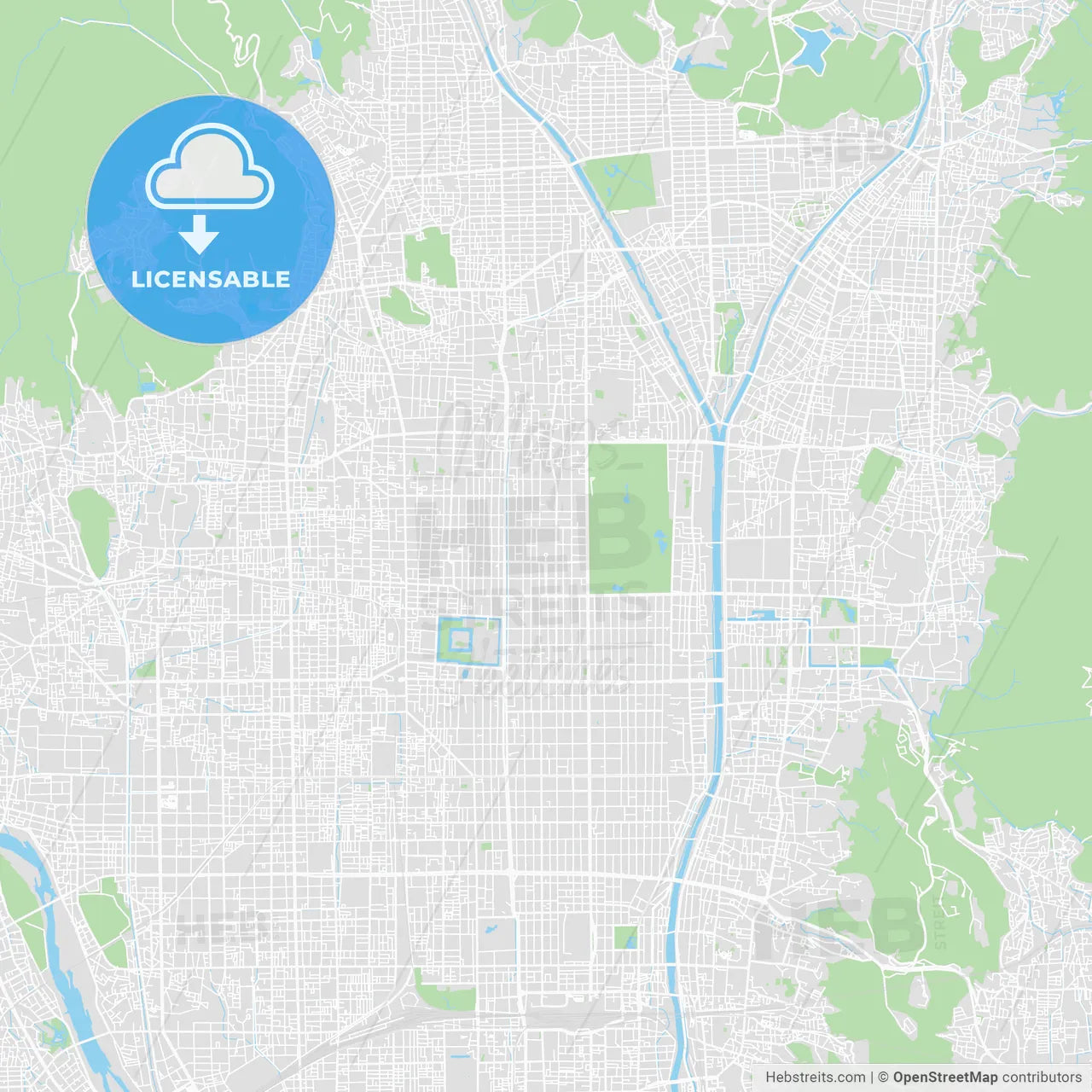 Printable map of Kyoto, Japan