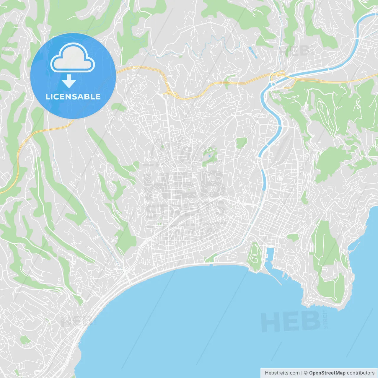 Printable map of Nice, France