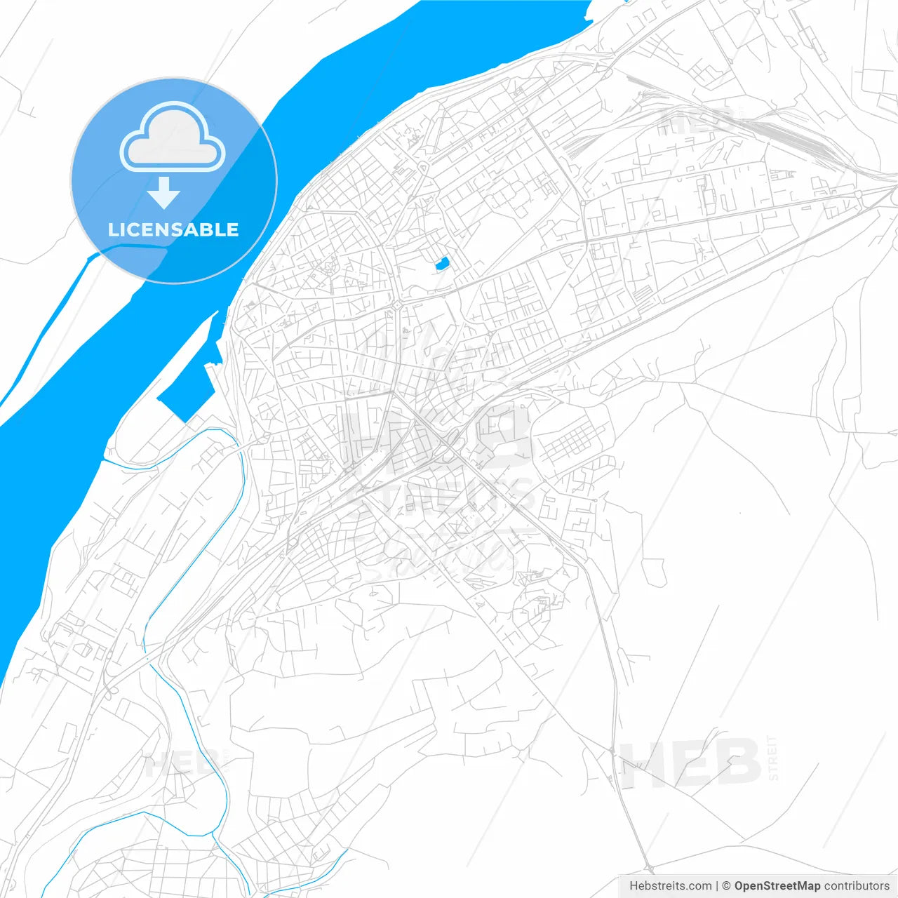 Ruse, Bulgaria bright two-toned vector map