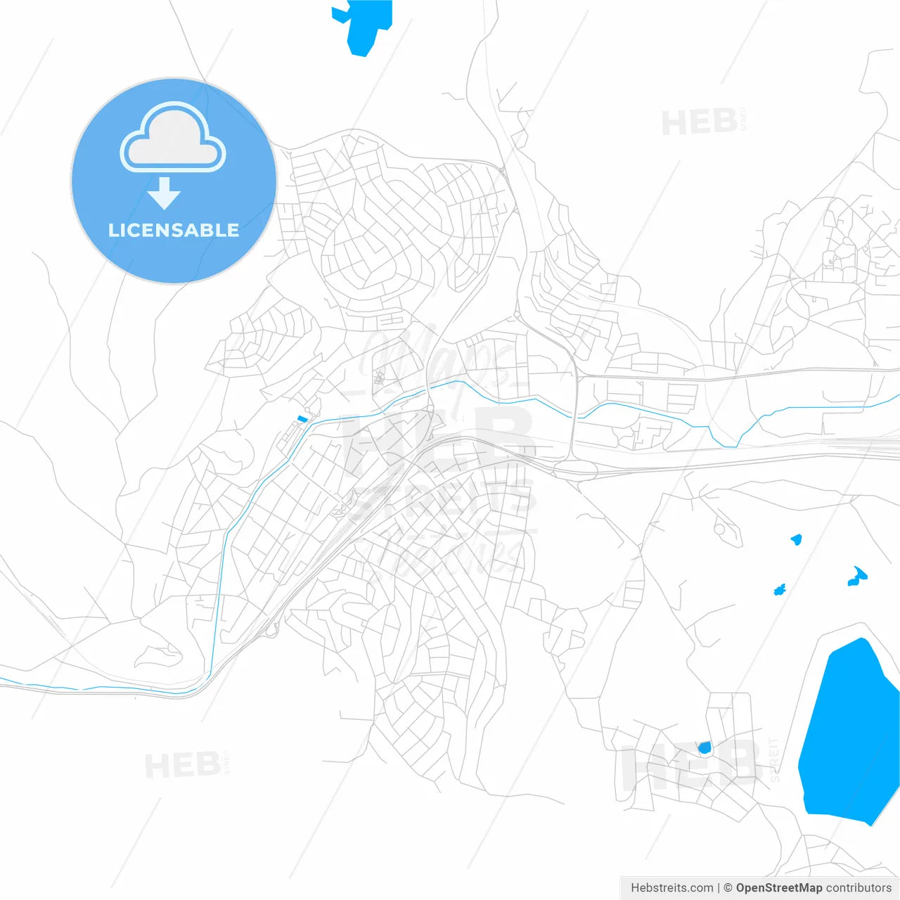 Pernik, Bulgaria bright two-toned vector map