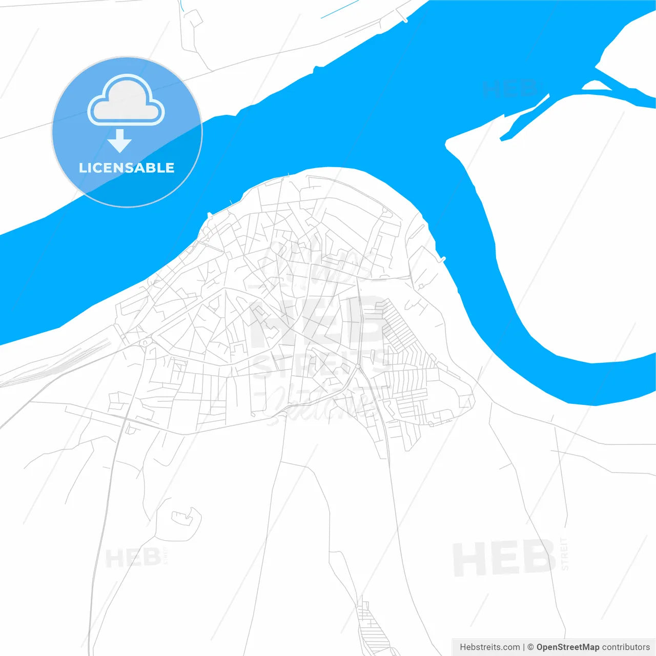 Silistra, Bulgaria bright two-toned vector map