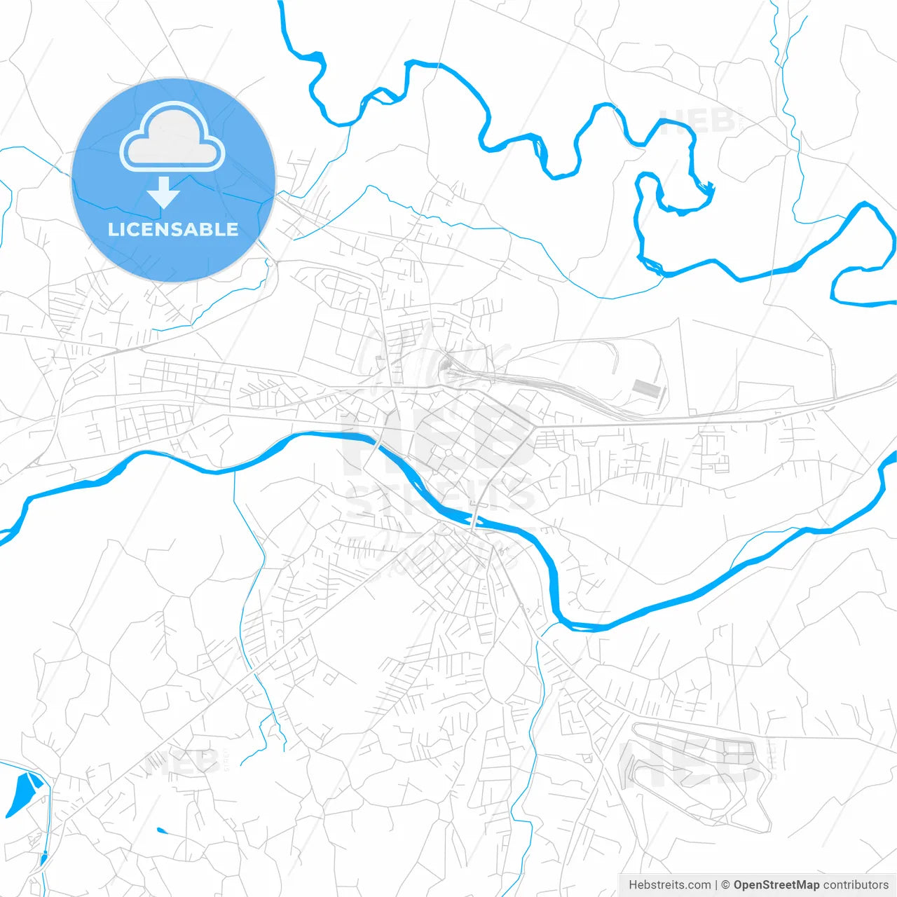 Kraljevo, Serbia bright two-toned vector map