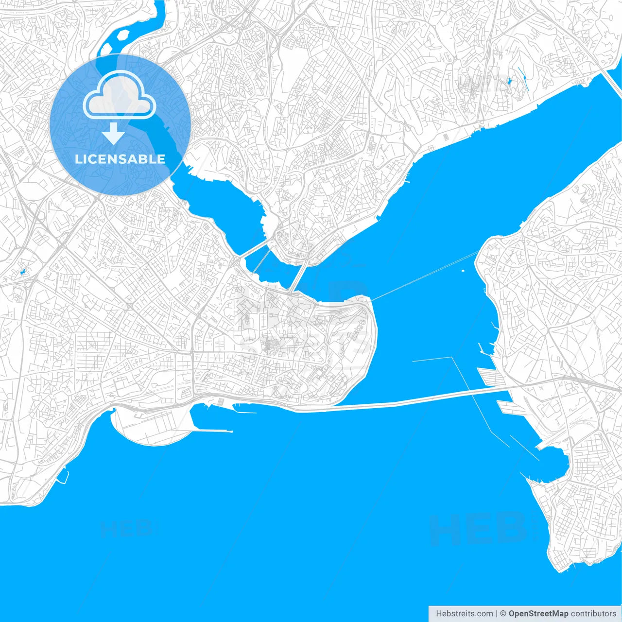 Istanbul, Turkey bright two-toned vector map