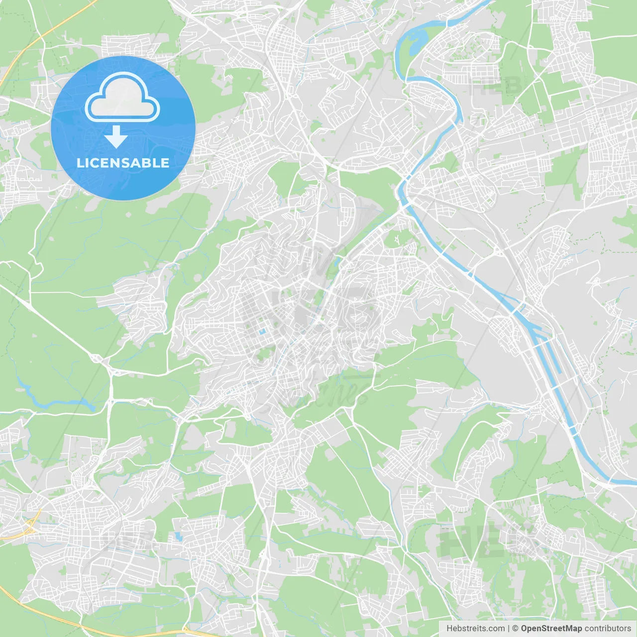 Stuttgart, Germany printable street map