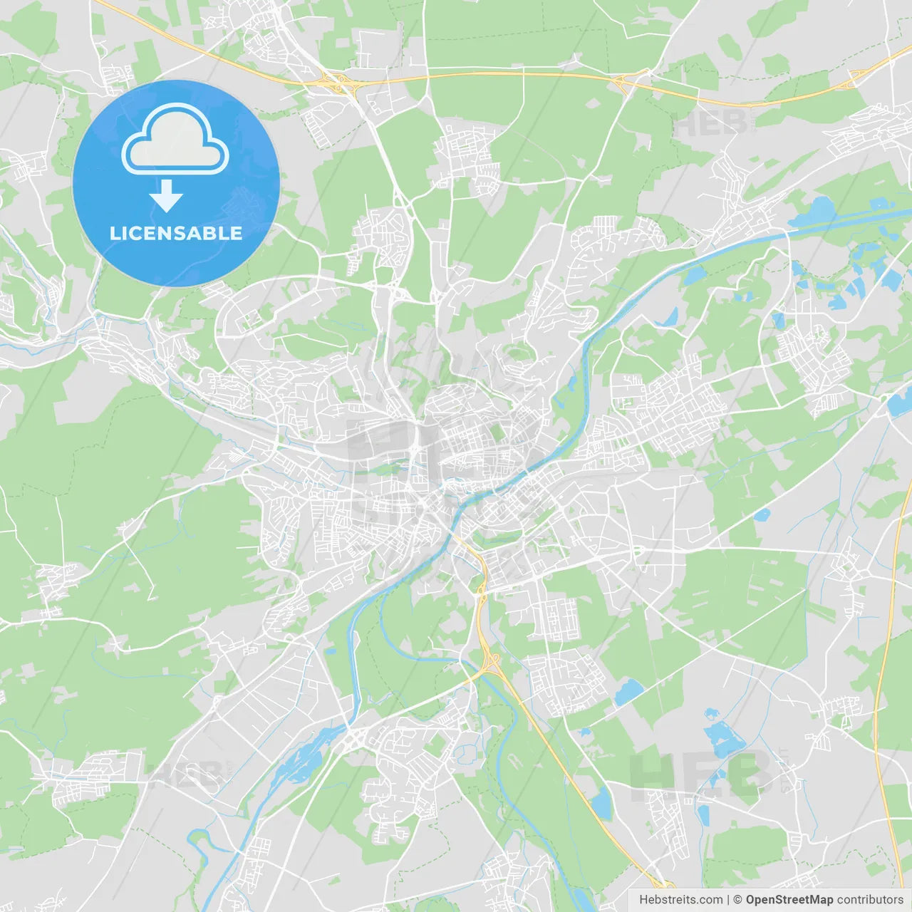 Ulm, Germany printable street map