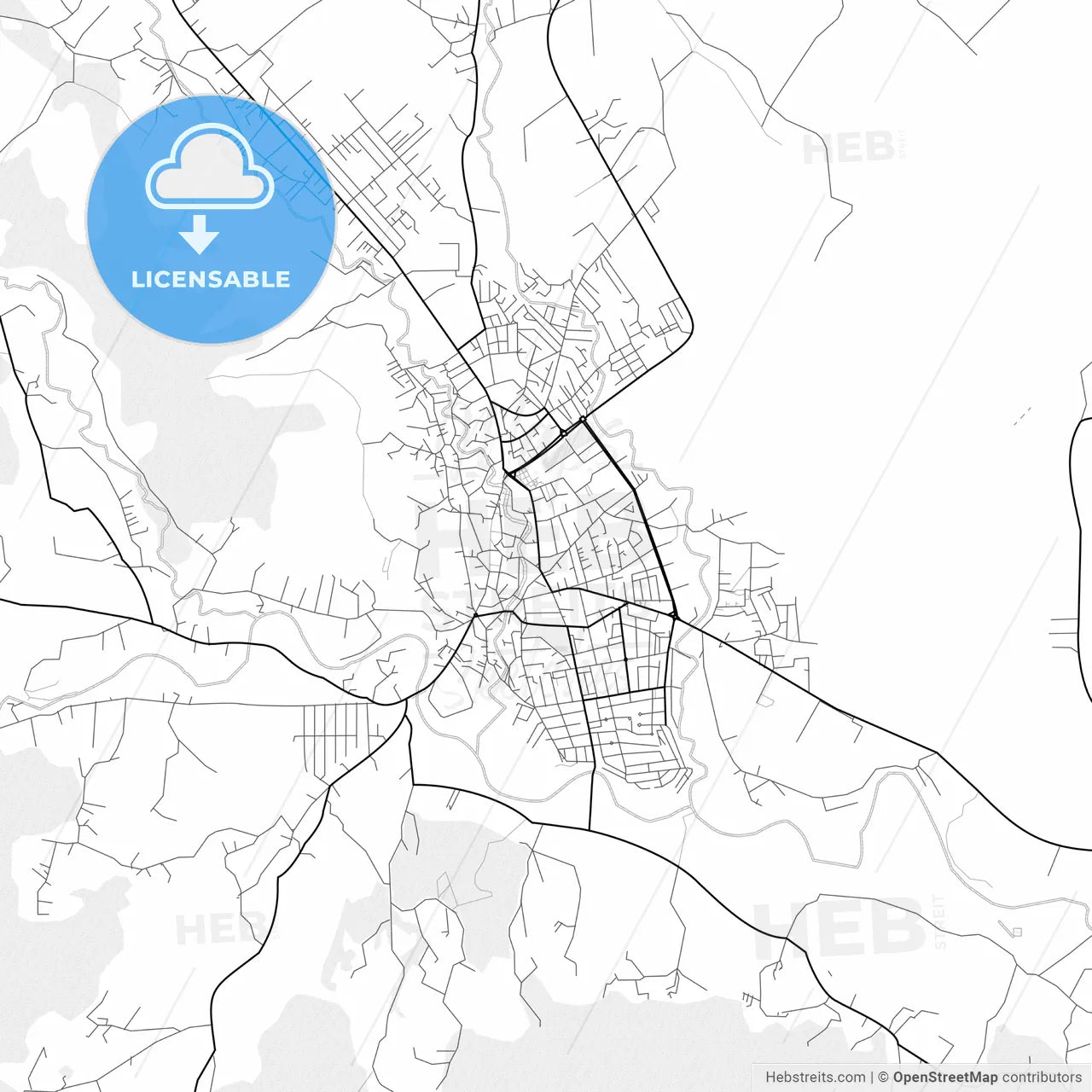 Vector PDF map of Gjakovë / Đakovica, Kosovo