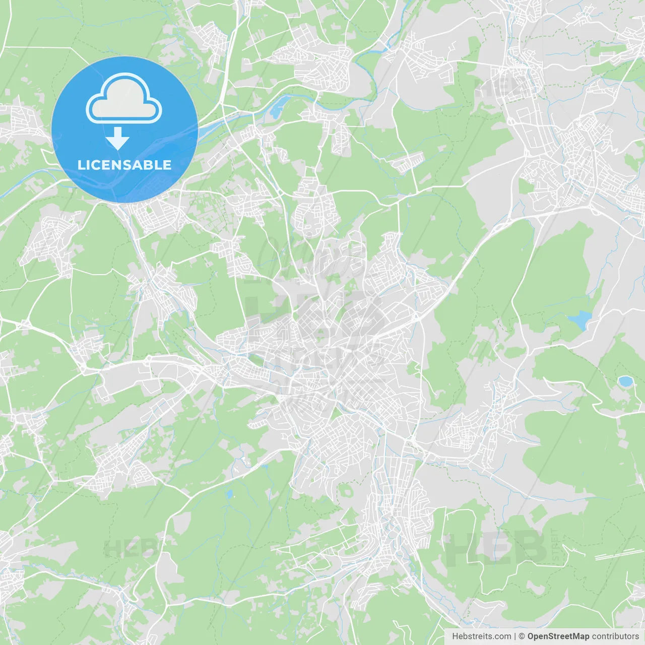 Reutlingen, Germany printable street map