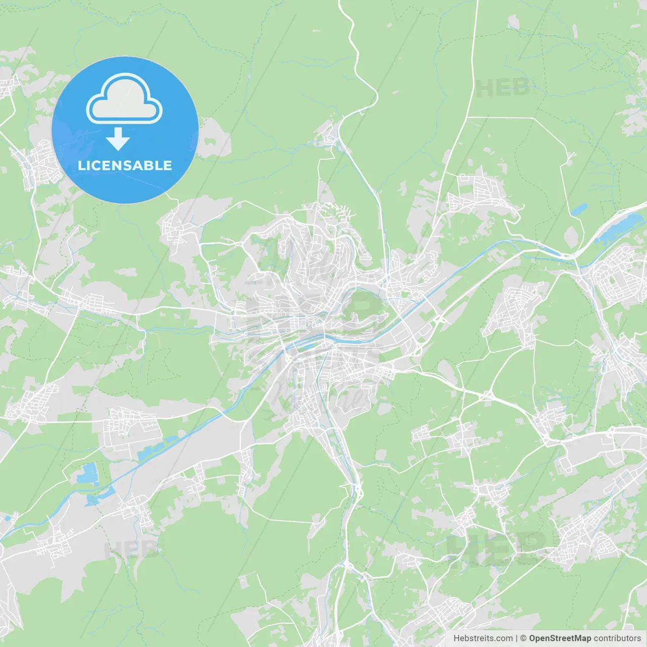 Tubingen, Germany printable street map