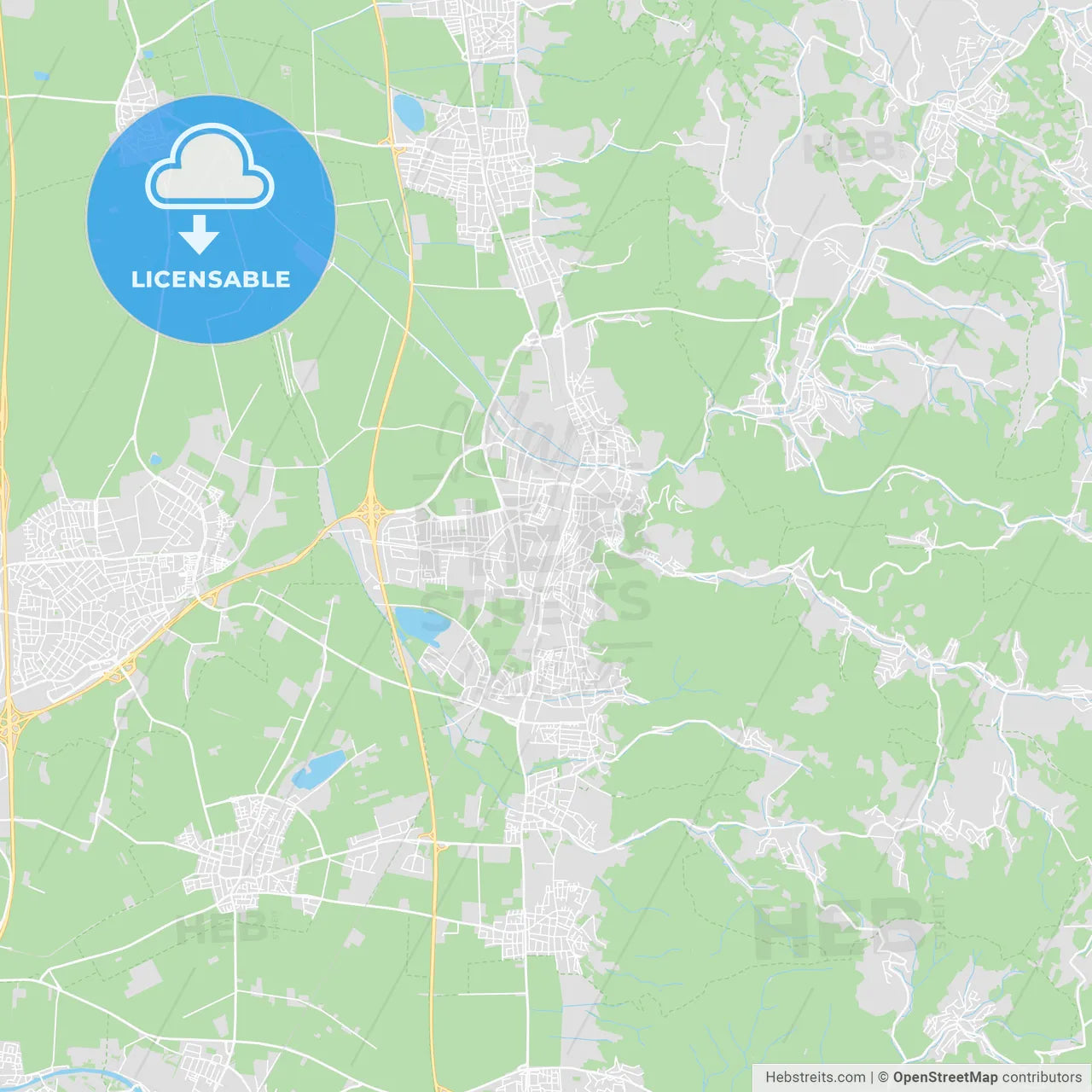 Weinheim, Germany printable street map