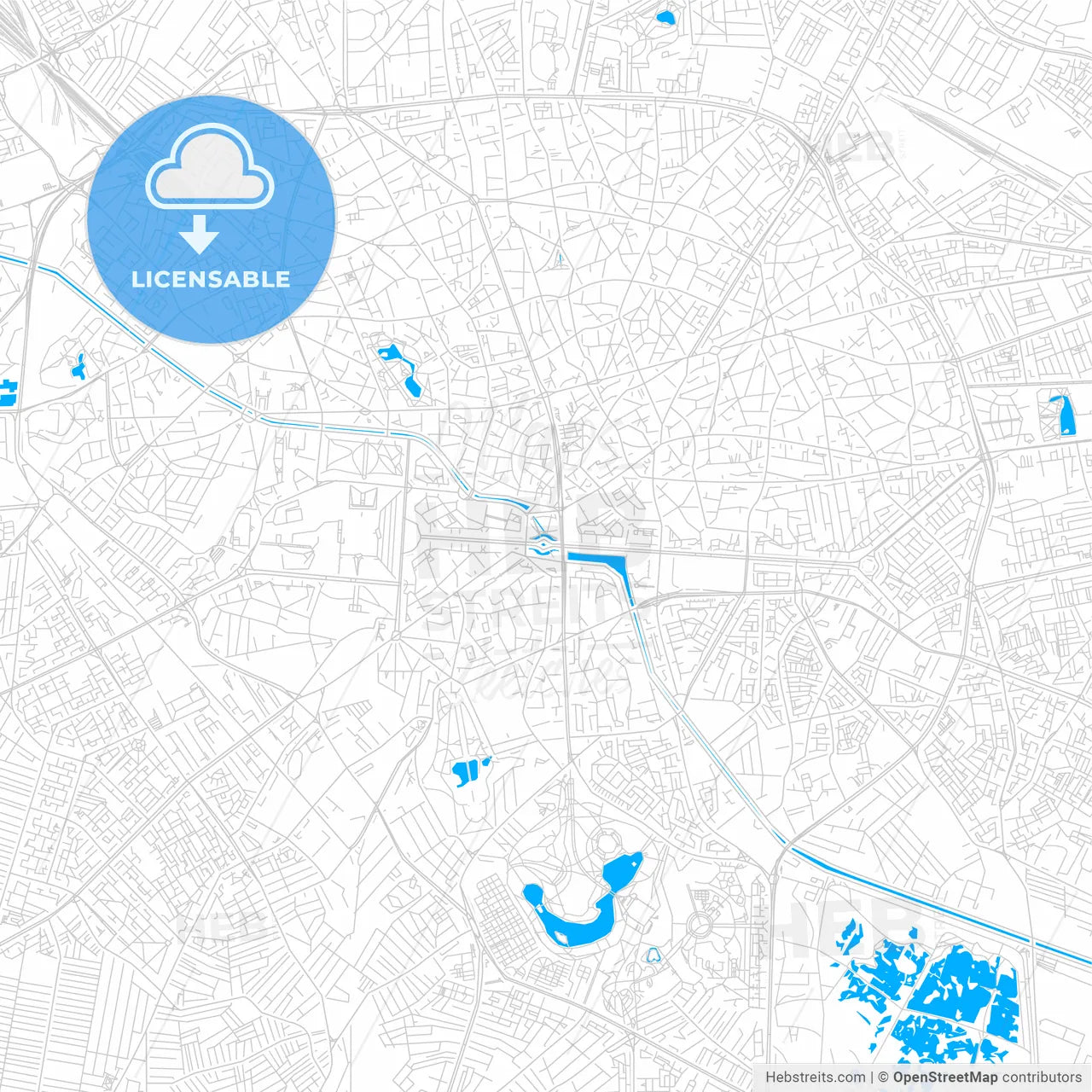 Bucharest, Romania bright two-toned vector map