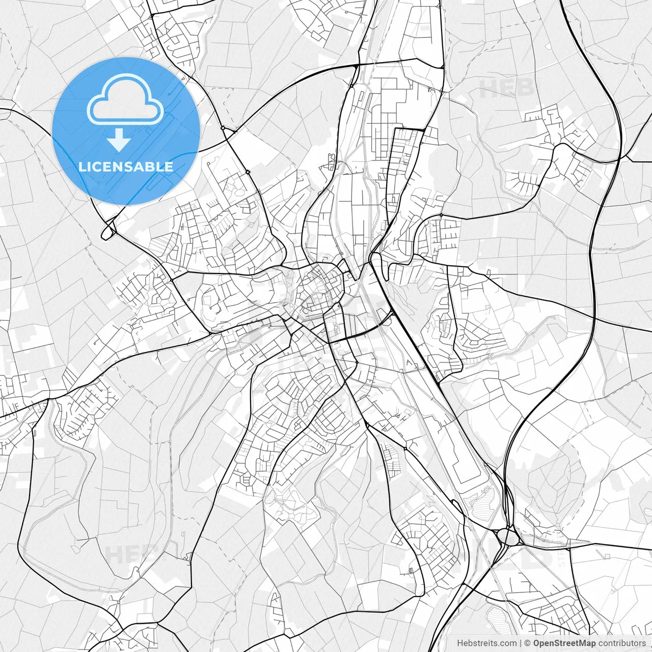 Vector PDF map of Biberach an der Riß, Germany