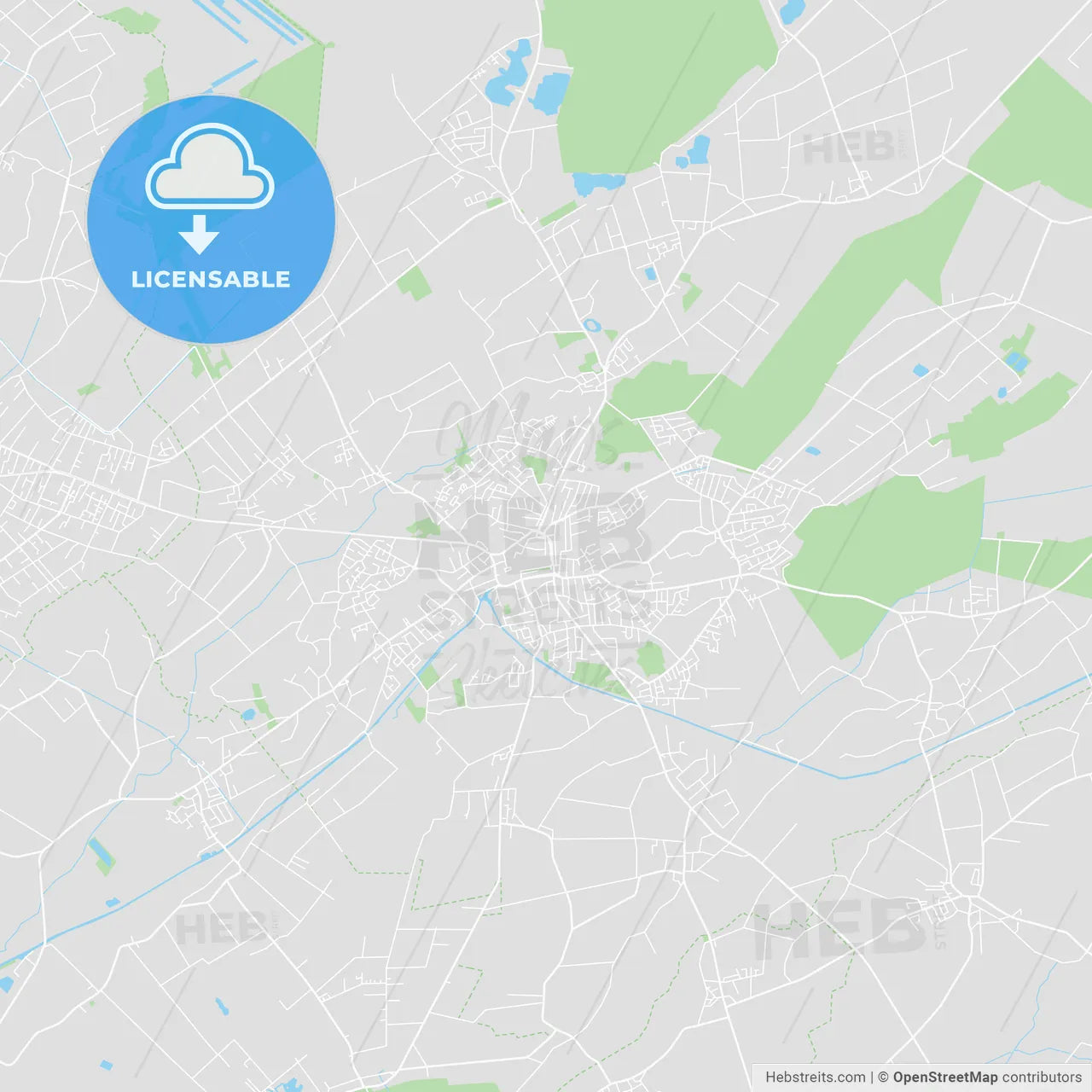 Aurich, Germany printable street map