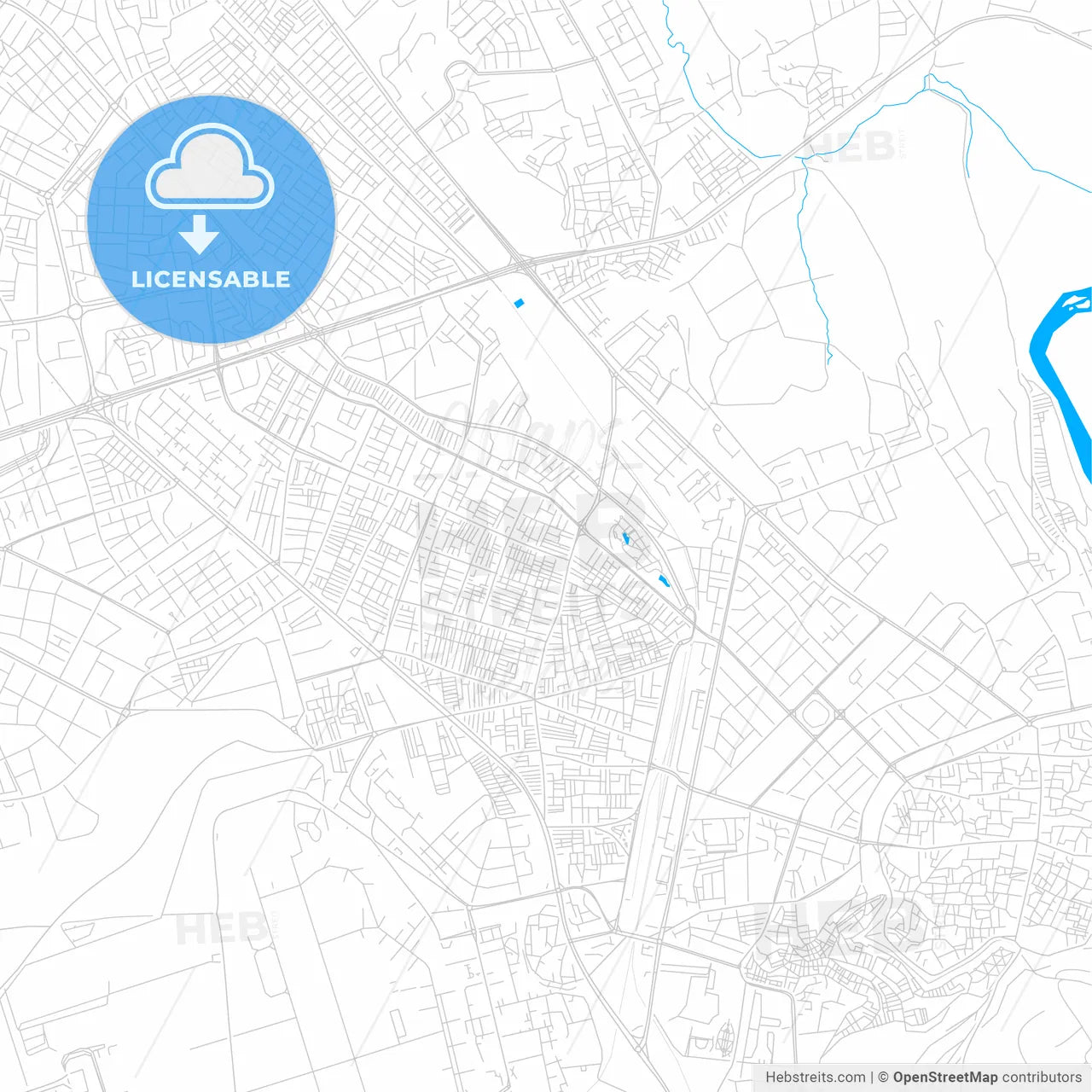Diyarbakır, Turkey bright two-toned vector map