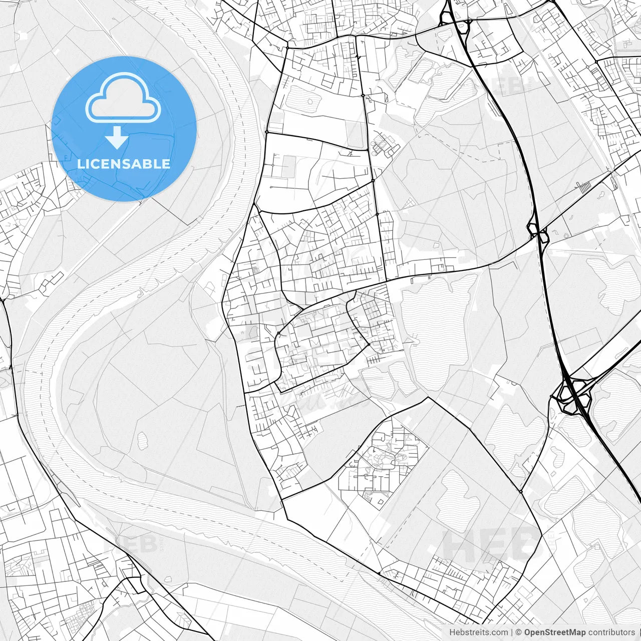 Vector PDF map of Monheim am Rhein, Germany