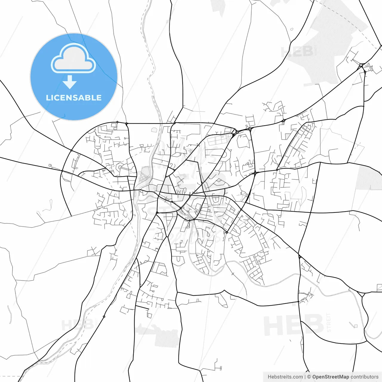 Vector PDF map of Carlow, Ireland