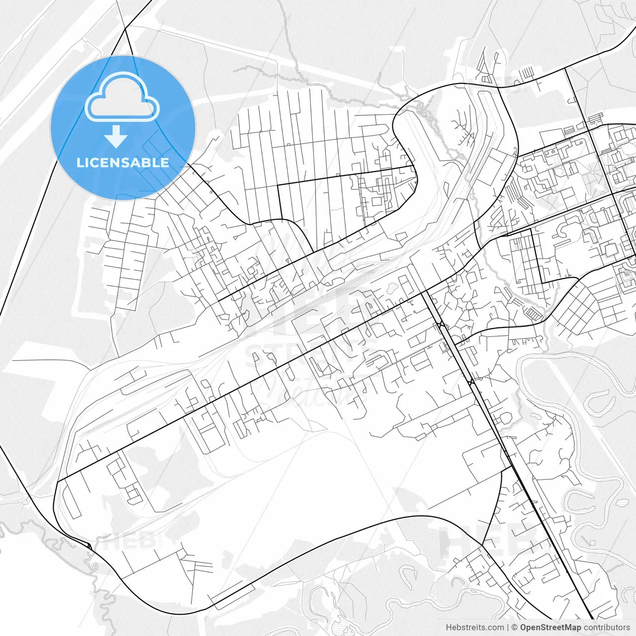Vector PDF map of Nyagan, Russia