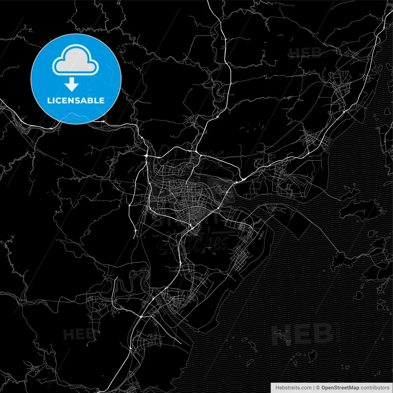 Area map of Wenzhou, China, Province Zhejiang