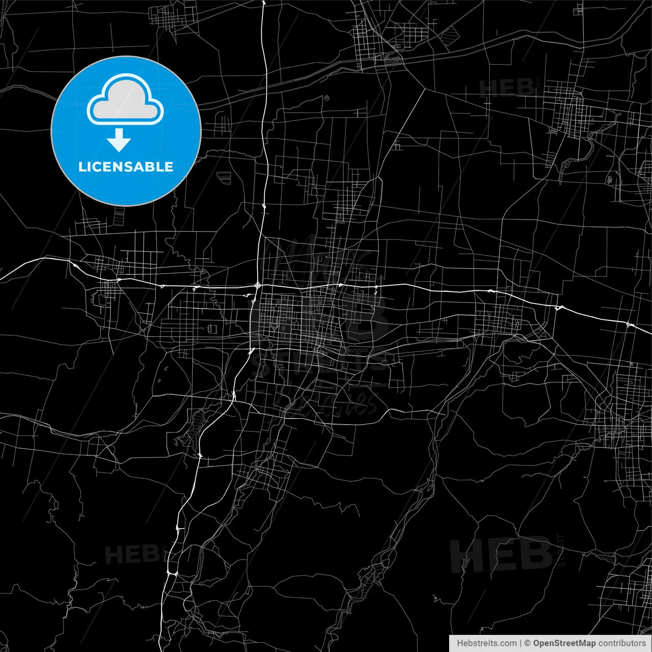 Area map of Zibo, China, Province Shandong