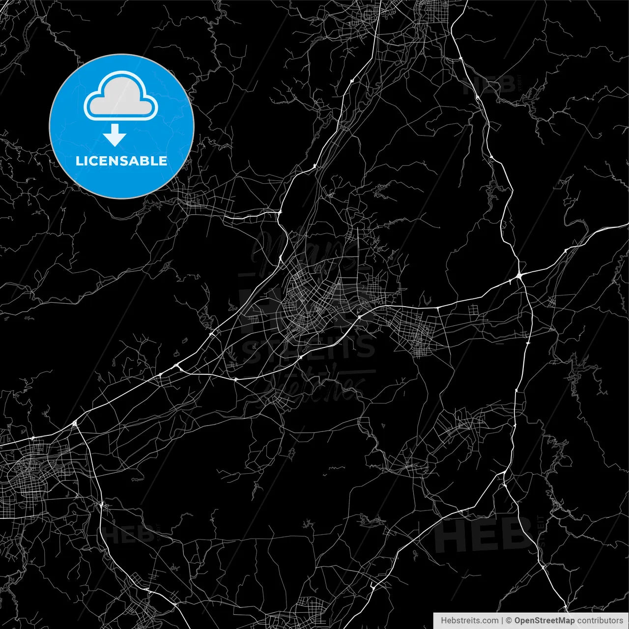 Area map of Yiwu, China, Province Zhejiang