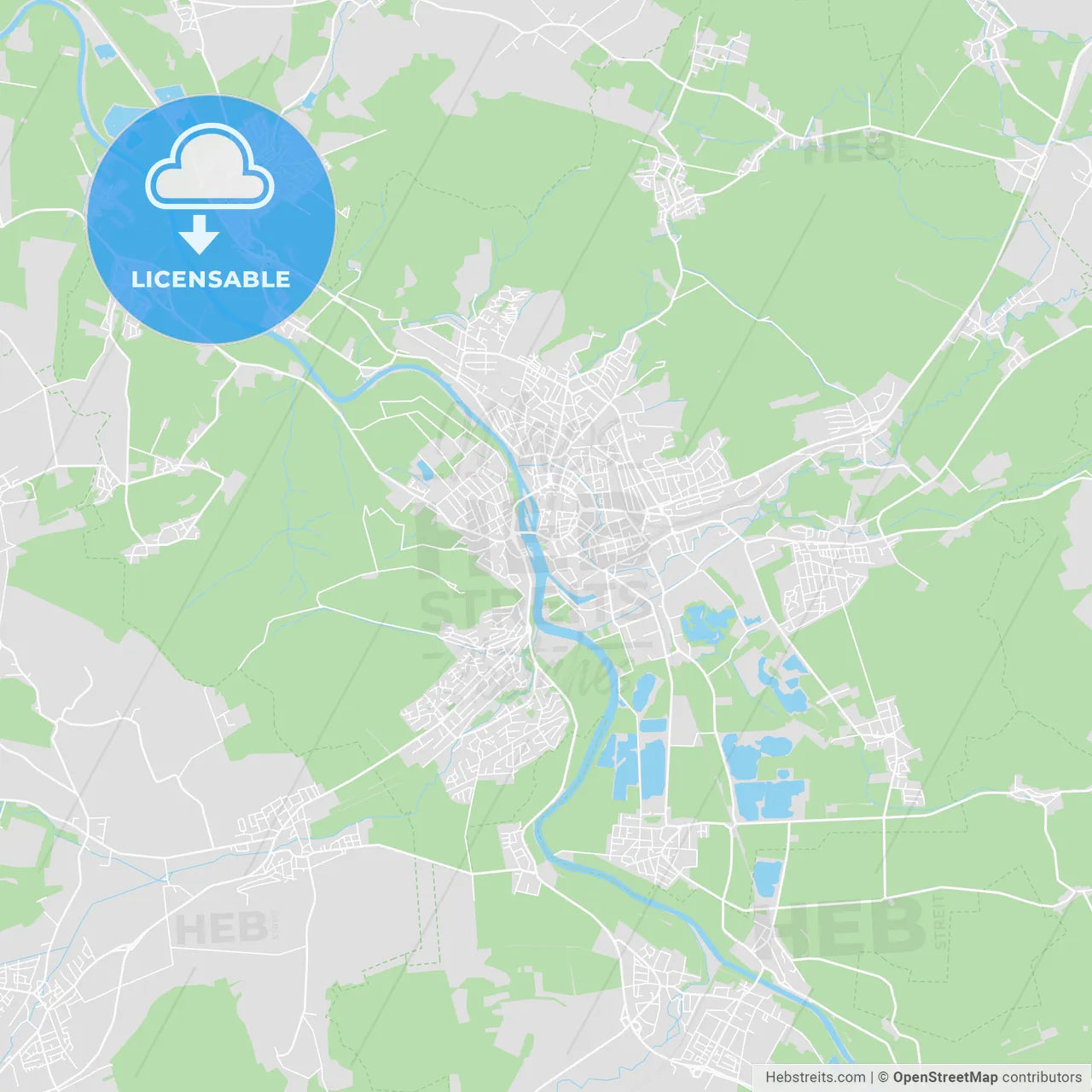 Hameln, Germany printable street map