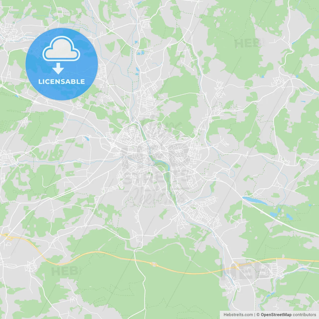 Amberg, Germany printable street map