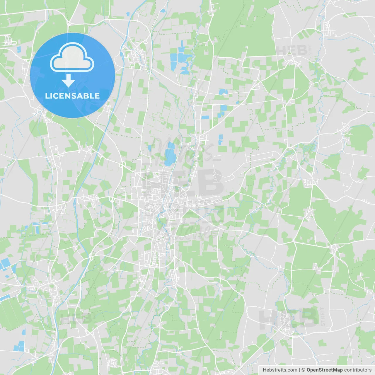Erding, Germany printable street map
