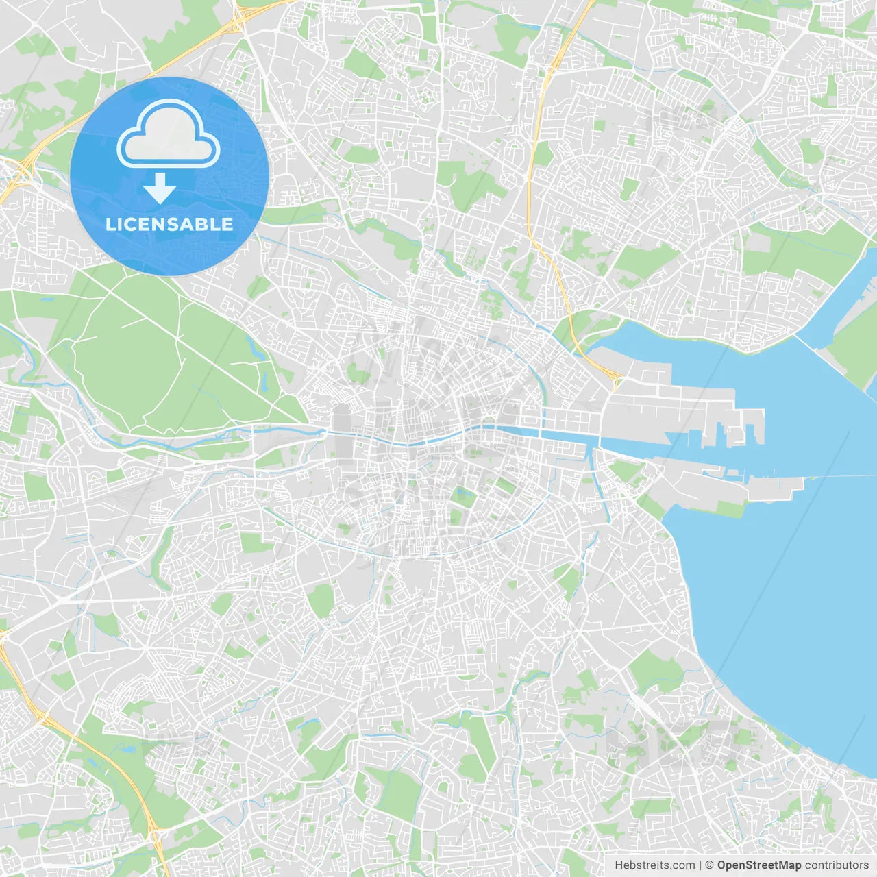 Dublin, Ireland printable street map