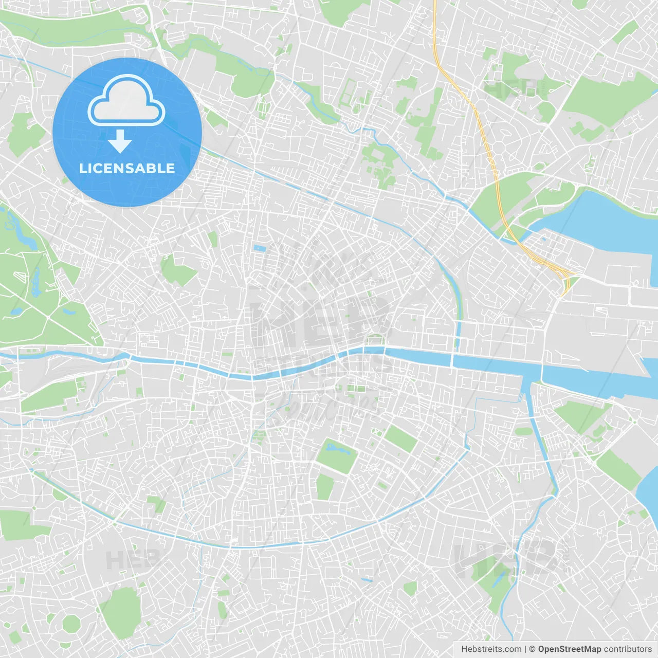 Printable map of Dublin, Ireland