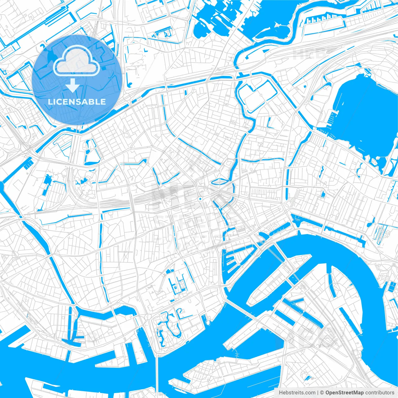 Rotterdam, Netherlands bright two-toned vector map