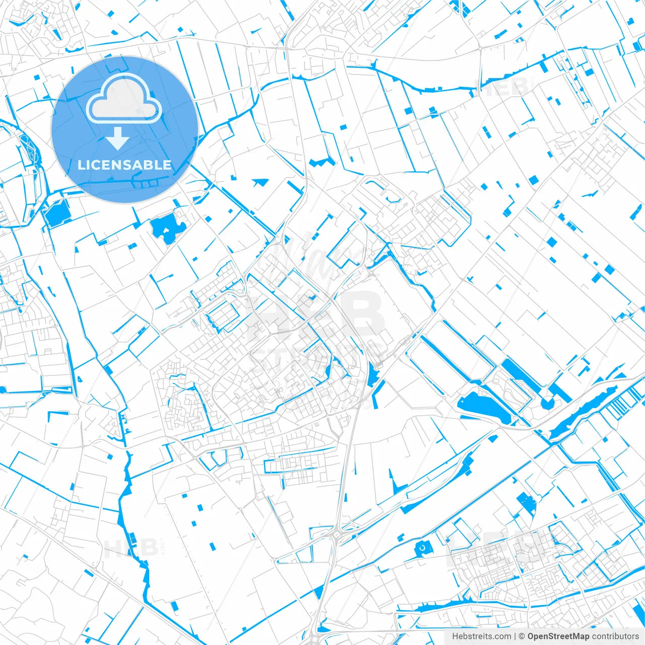 Westland, Netherlands bright two-toned vector map