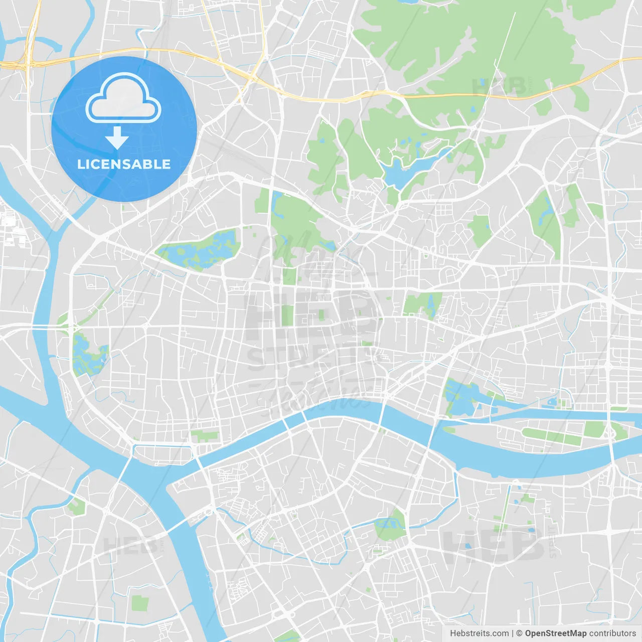 Printable map of Guangzhou, China