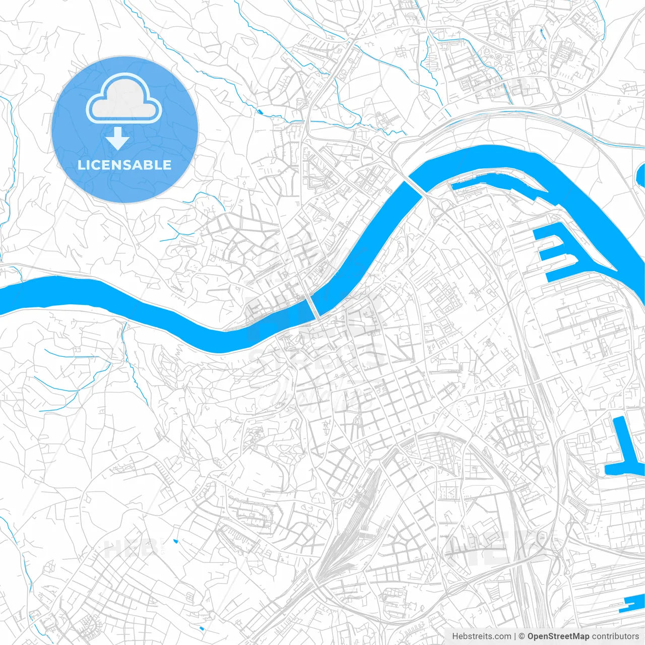 Linz, Austria bright two-toned vector map