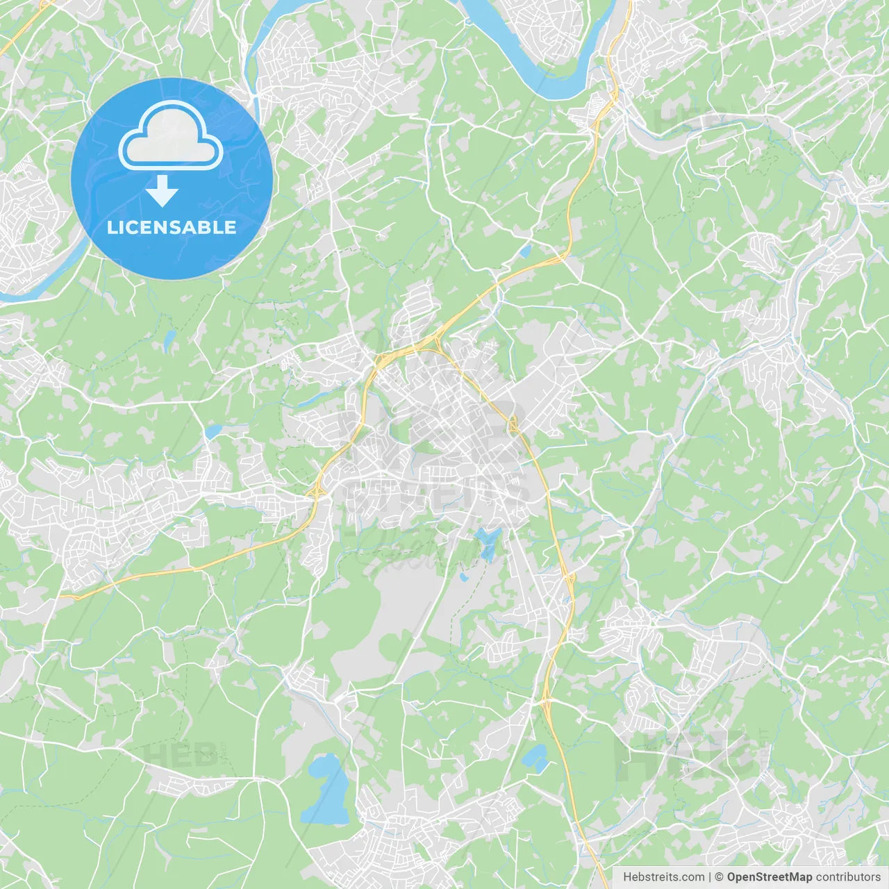 Velbert, Germany printable street map