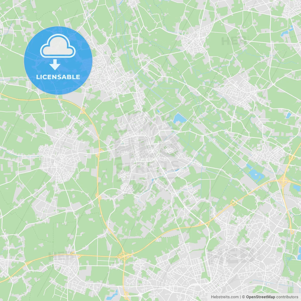 Viersen, Germany printable street map