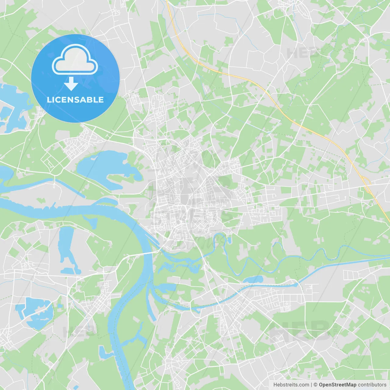 Wesel, Germany printable street map