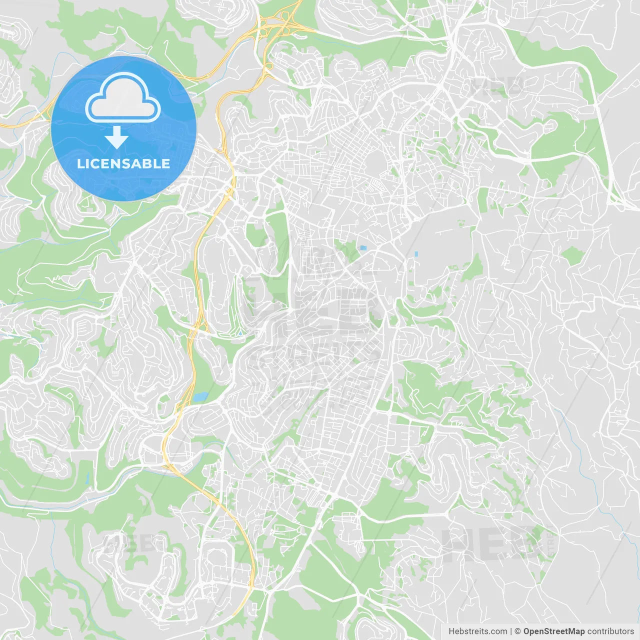 Printable map of Jerusalem, Israel