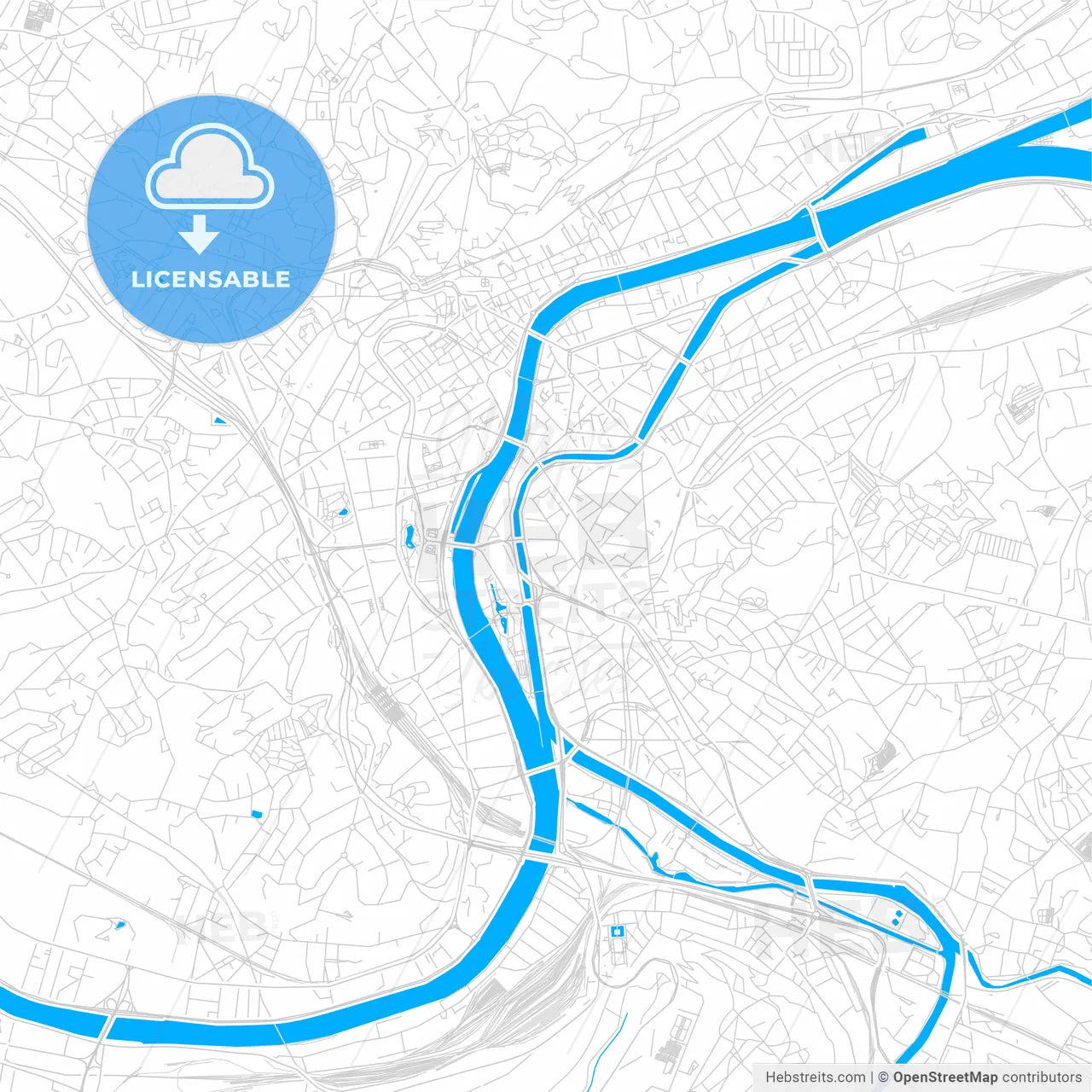 Liège , Belgium bright two-toned vector map