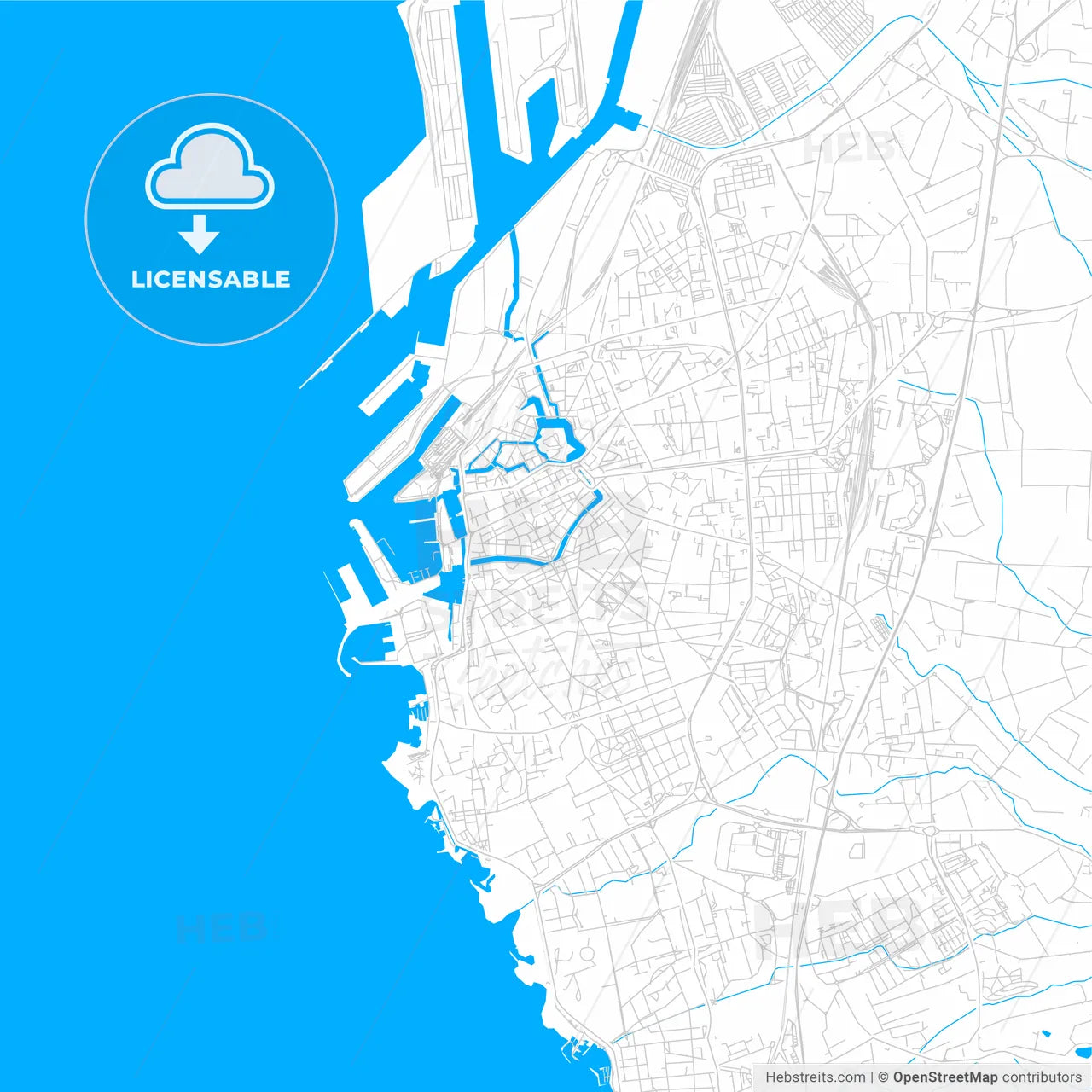 Livorno, Italy bright two-toned vector map