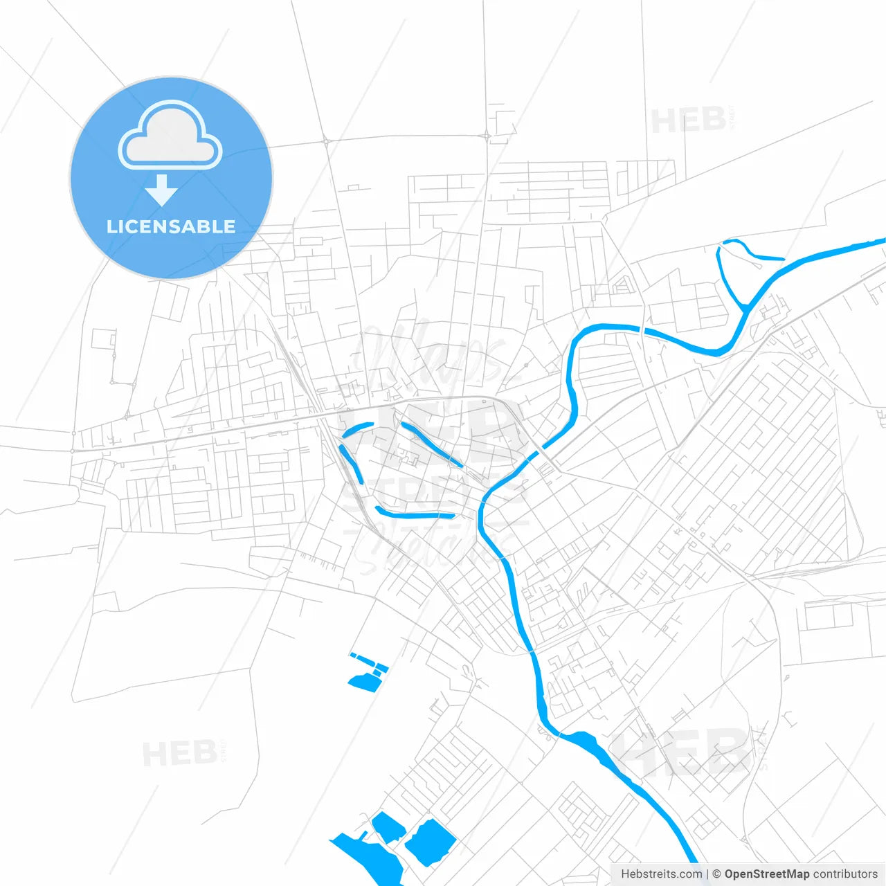 Zrenjanin, Serbia bright two-toned vector map