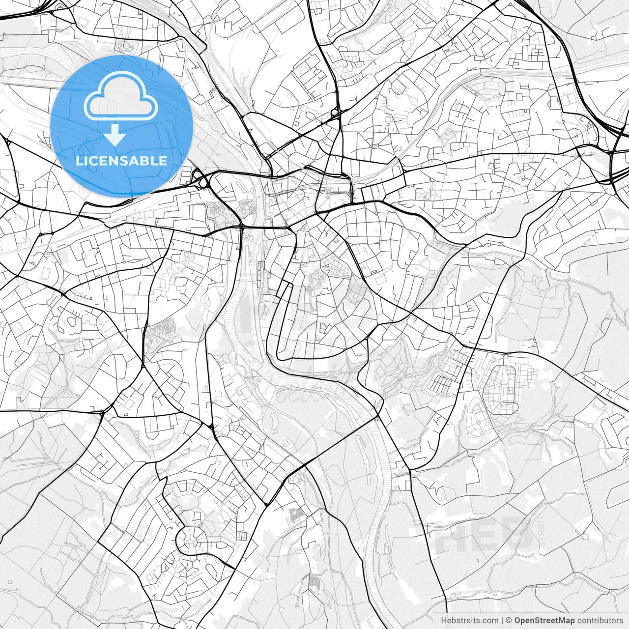 Vector PDF map of Mulheim an der Ruhr, Germany