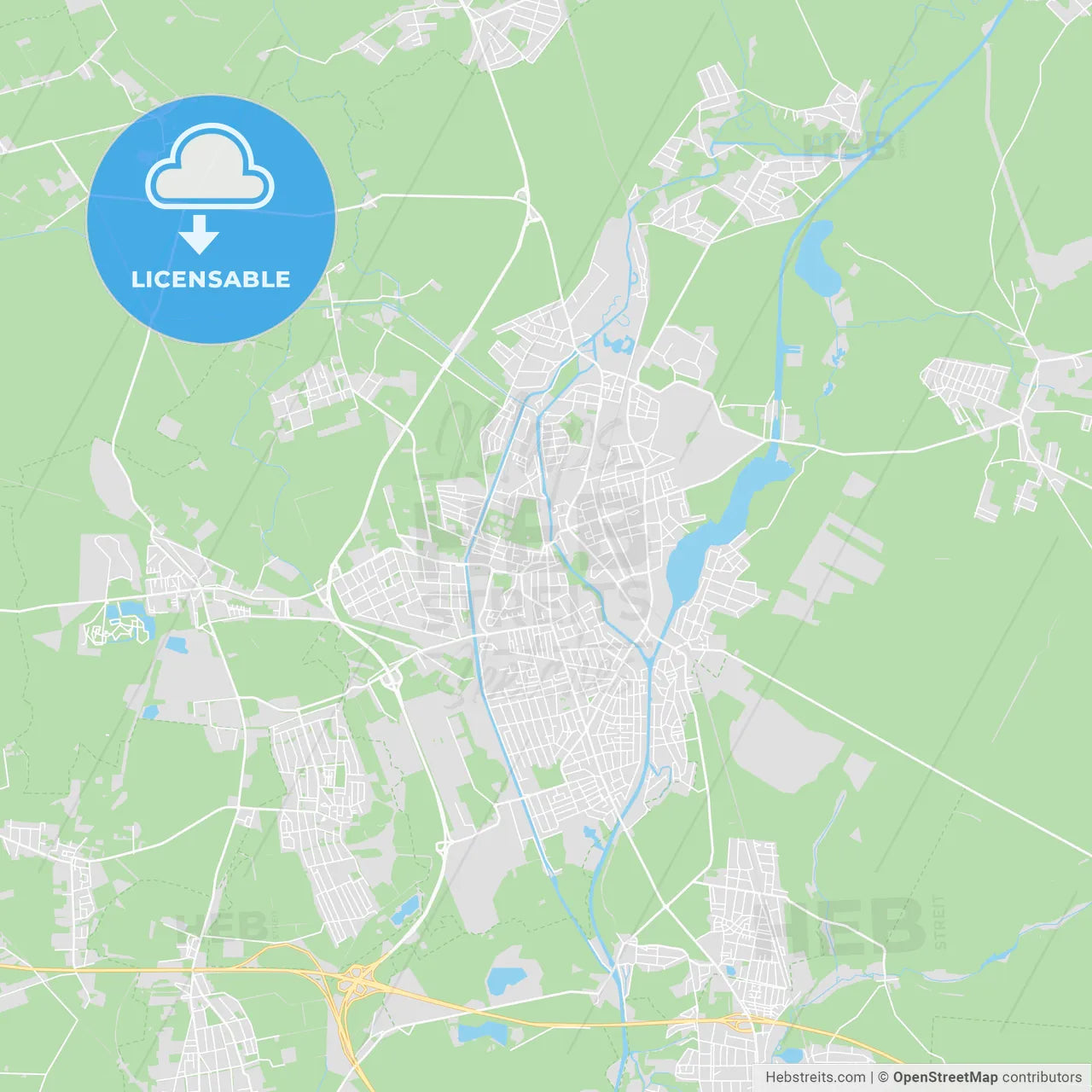 Oranienburg, Germany printable street map