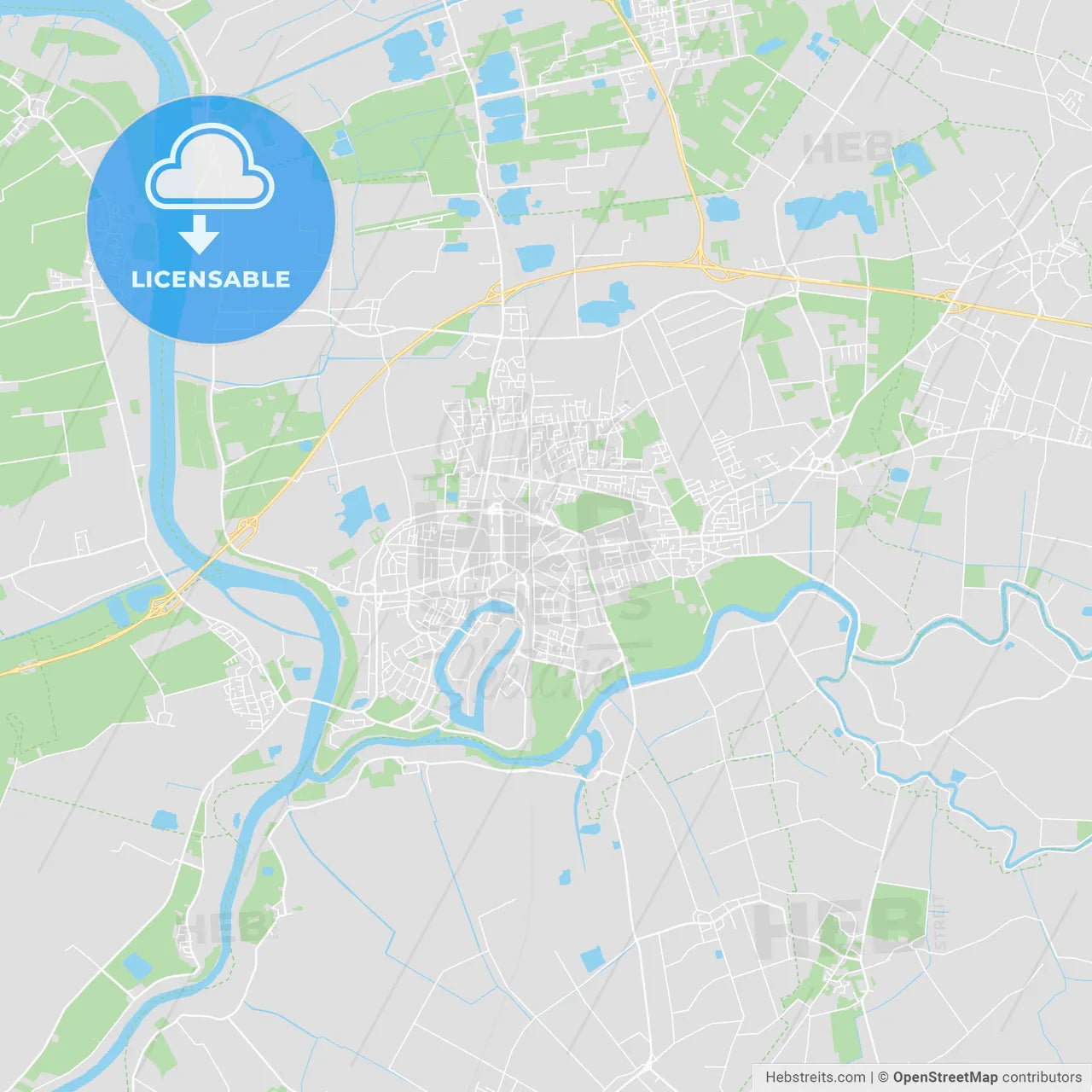 Leer, Germany printable street map