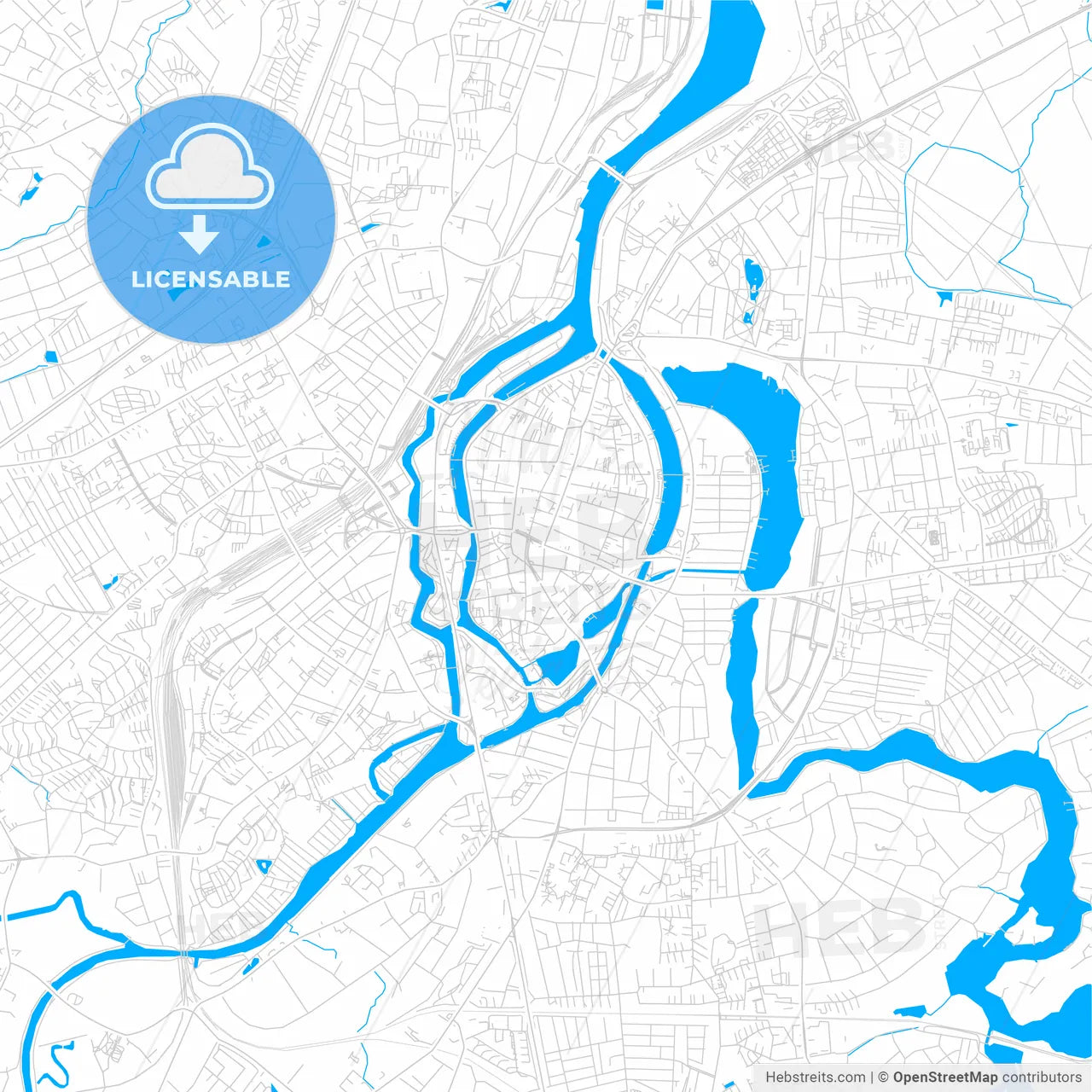 Lubeck, Germany bright two-toned vector map