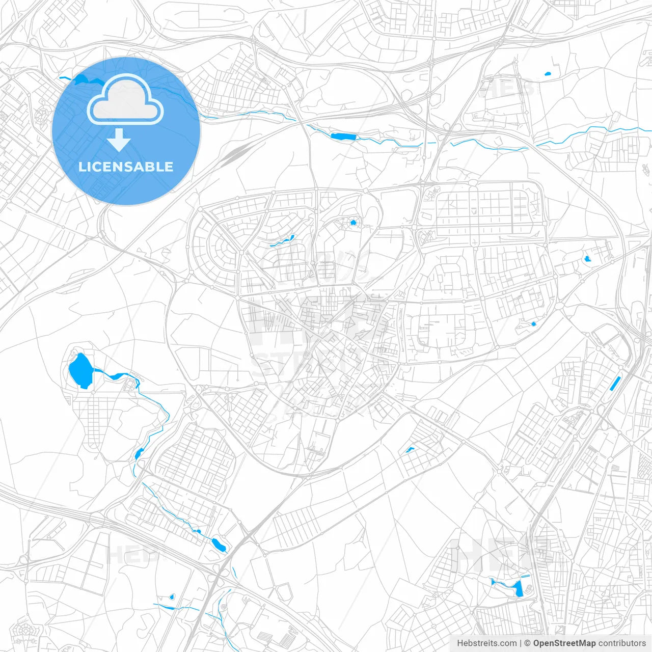 Leganés, Spain bright two-toned vector map